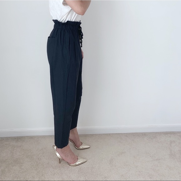 KEATON Pocketed Paper Bag High waist Pants - Picture 7 of 8